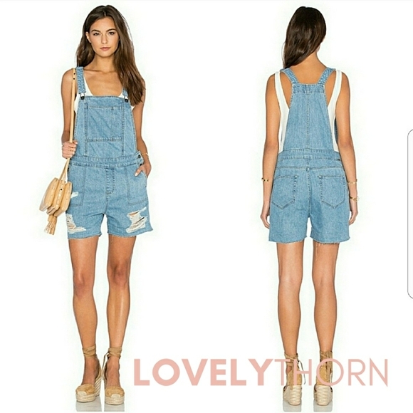 DL1961 // ltd ed cara denim destroyed shortalls julie sarinara sincerely jules - Picture 5 of 16